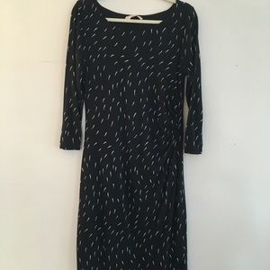 Loft M black print midi dress